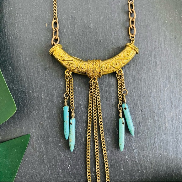 Vanessa Mooney x FP Gold & Turquoise Necklace - Picture 2 of 8